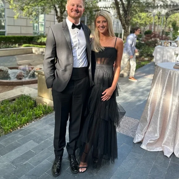 Betsy & Adam Black Tulle Gown Betsy & Adam Black Tulle Gown